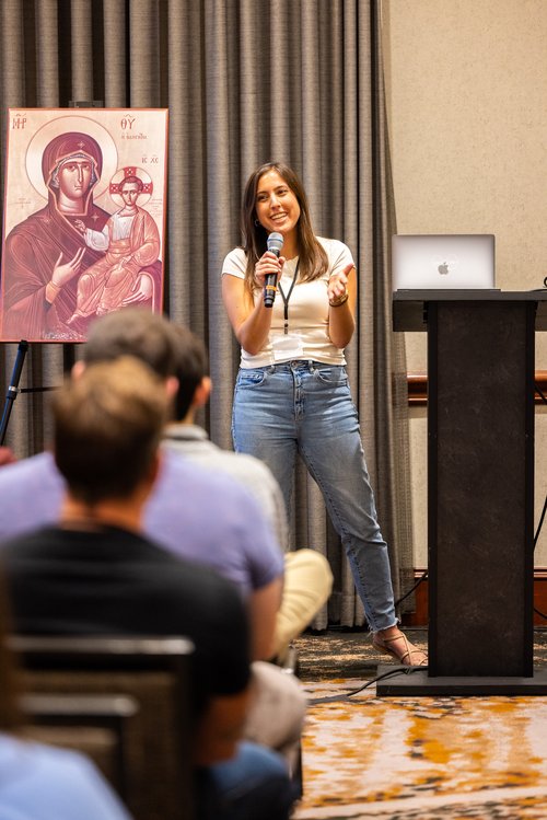Deanna Klein speaks at an event